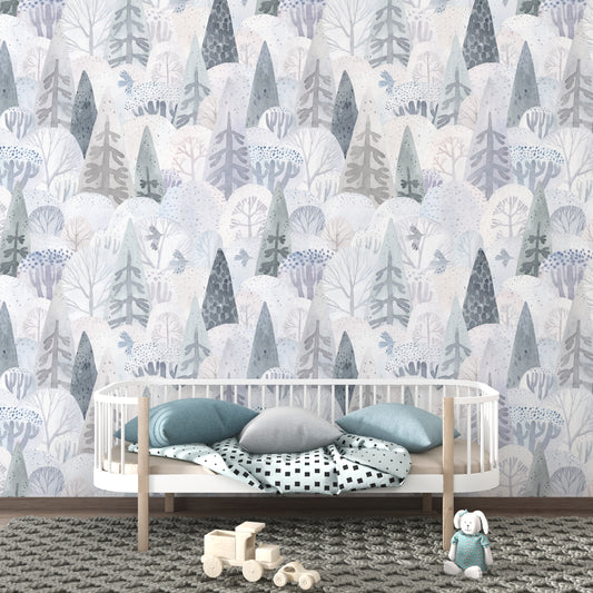 Abstract Watercolor Forest Wallpaper