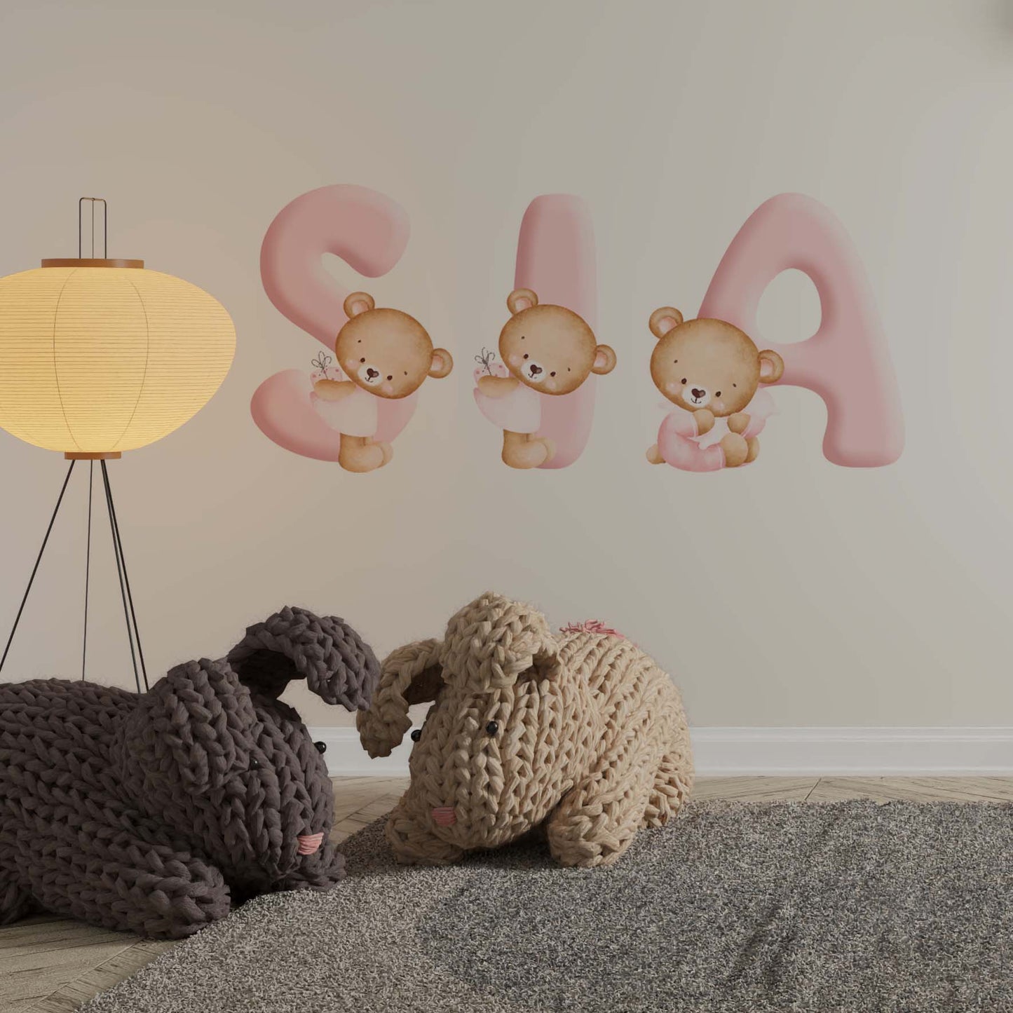 Pink Letters with Bears