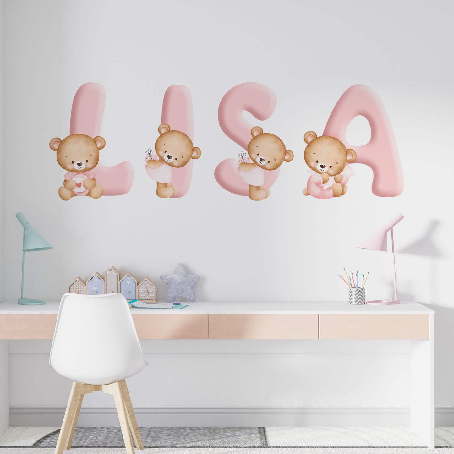 Pink Letters with Bears
