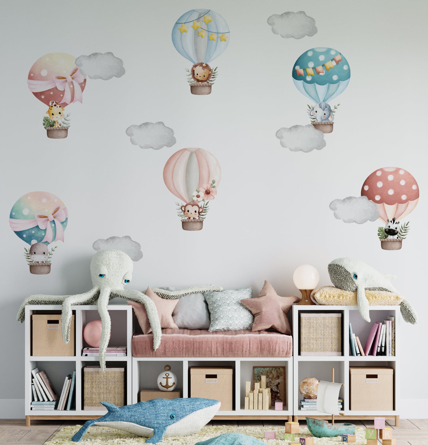 Colorful Hot Air Balloons with Animals