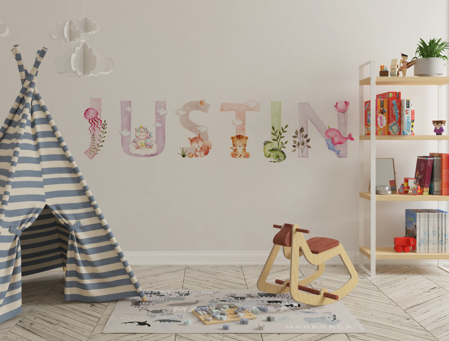 Pastel Letters with Animals