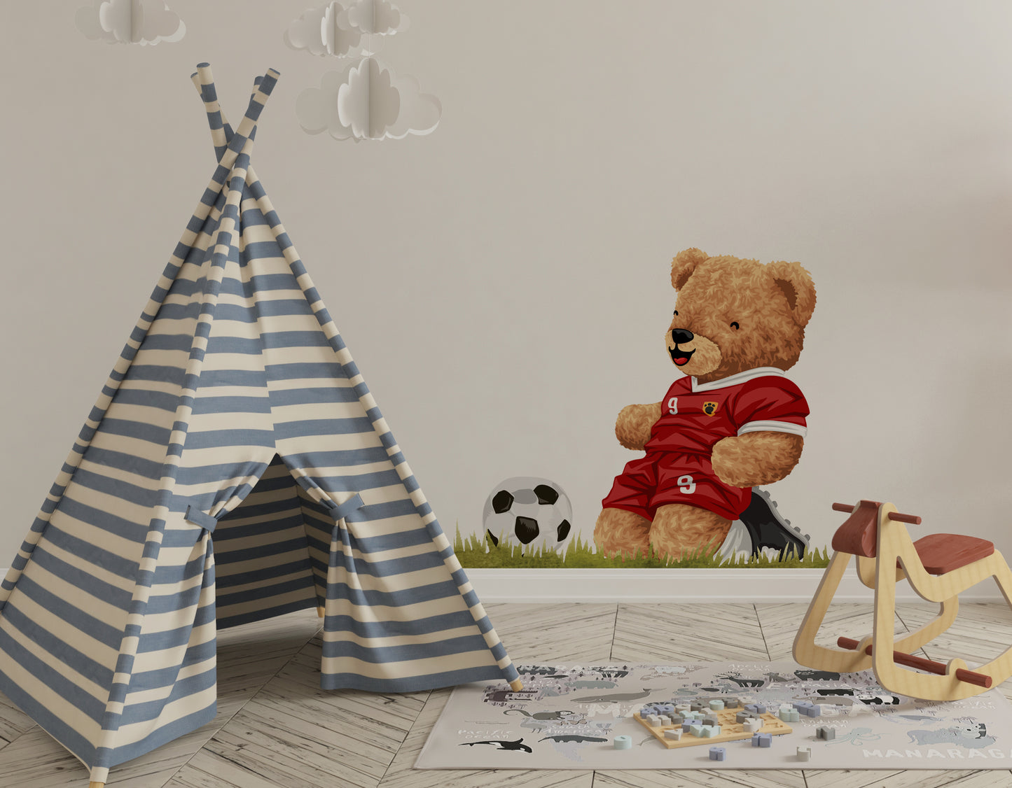 Rotes Teddybär-Footballteam