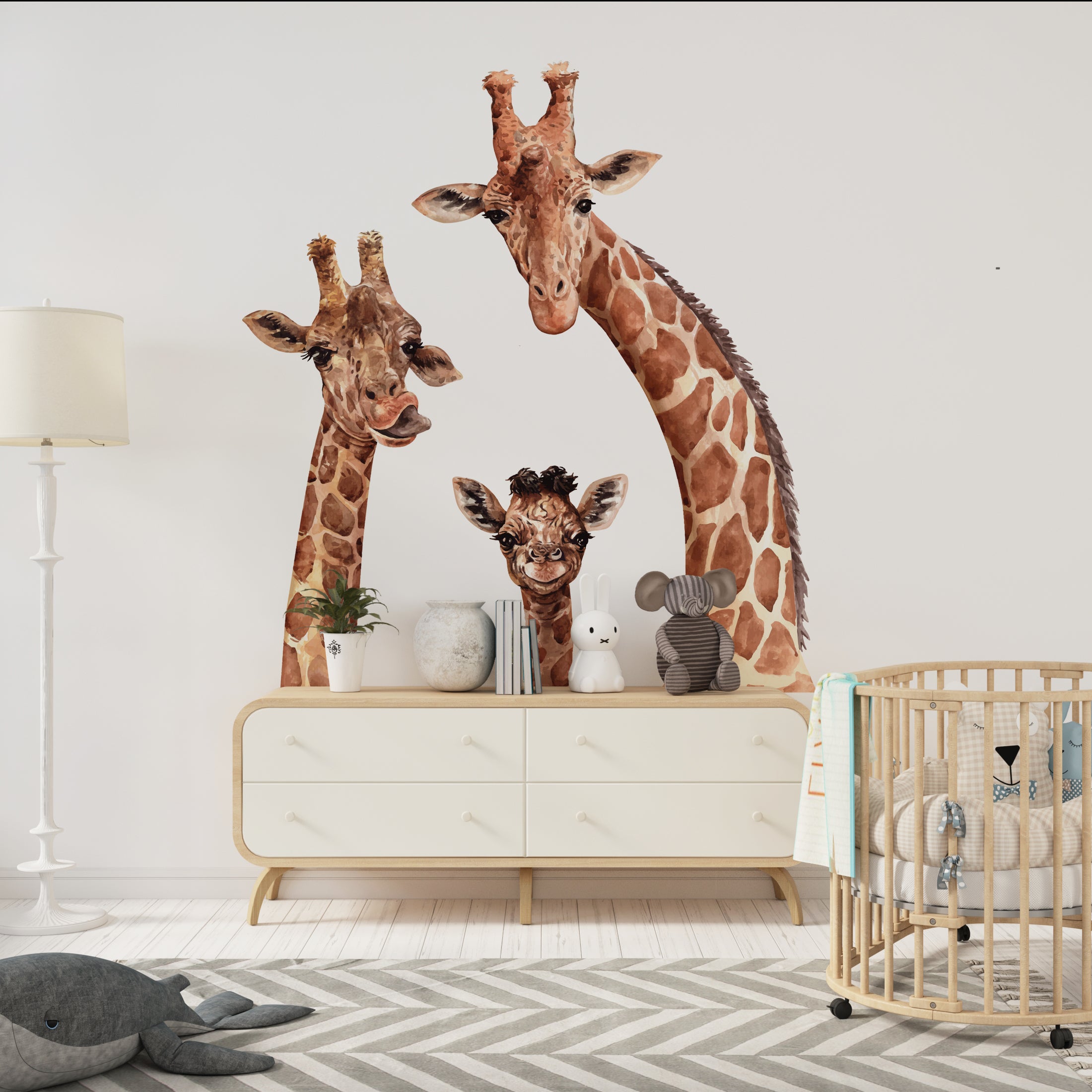 Giraffe Family Safari Nursery Wall Decal | Watercolor Peel & Stick Kids ...