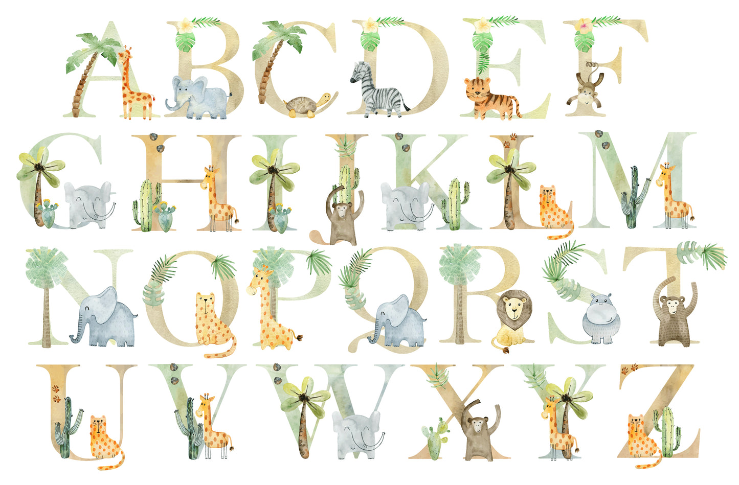 Letters with Safari Animals