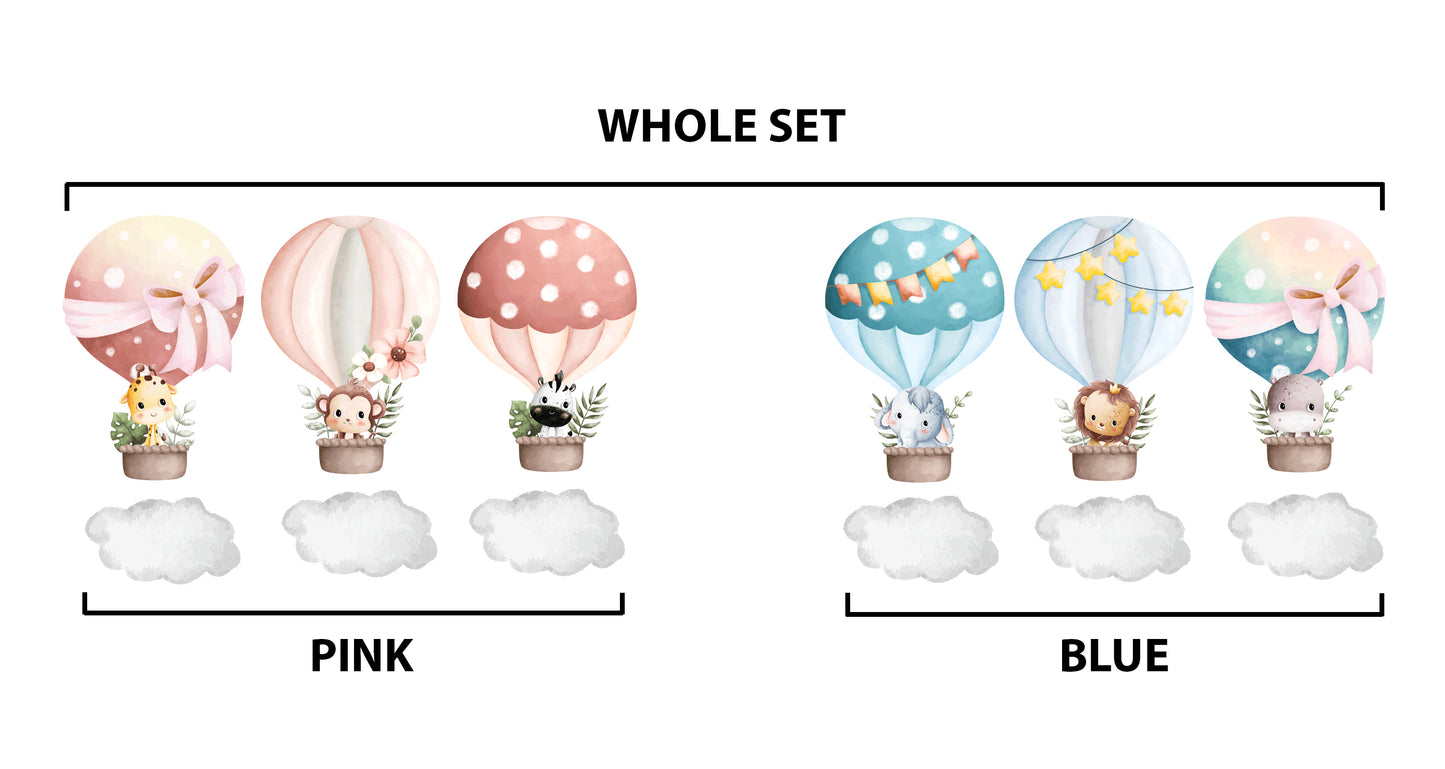 Colorful Hot Air Balloons with Animals