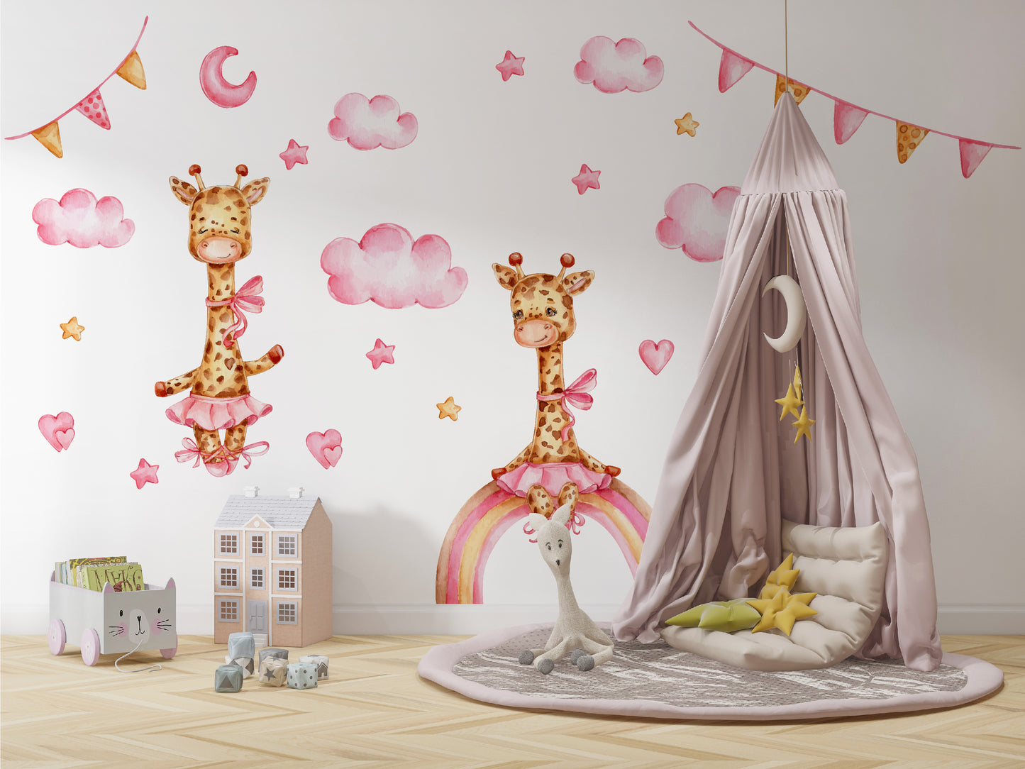 Giraffe Set On Rainbow