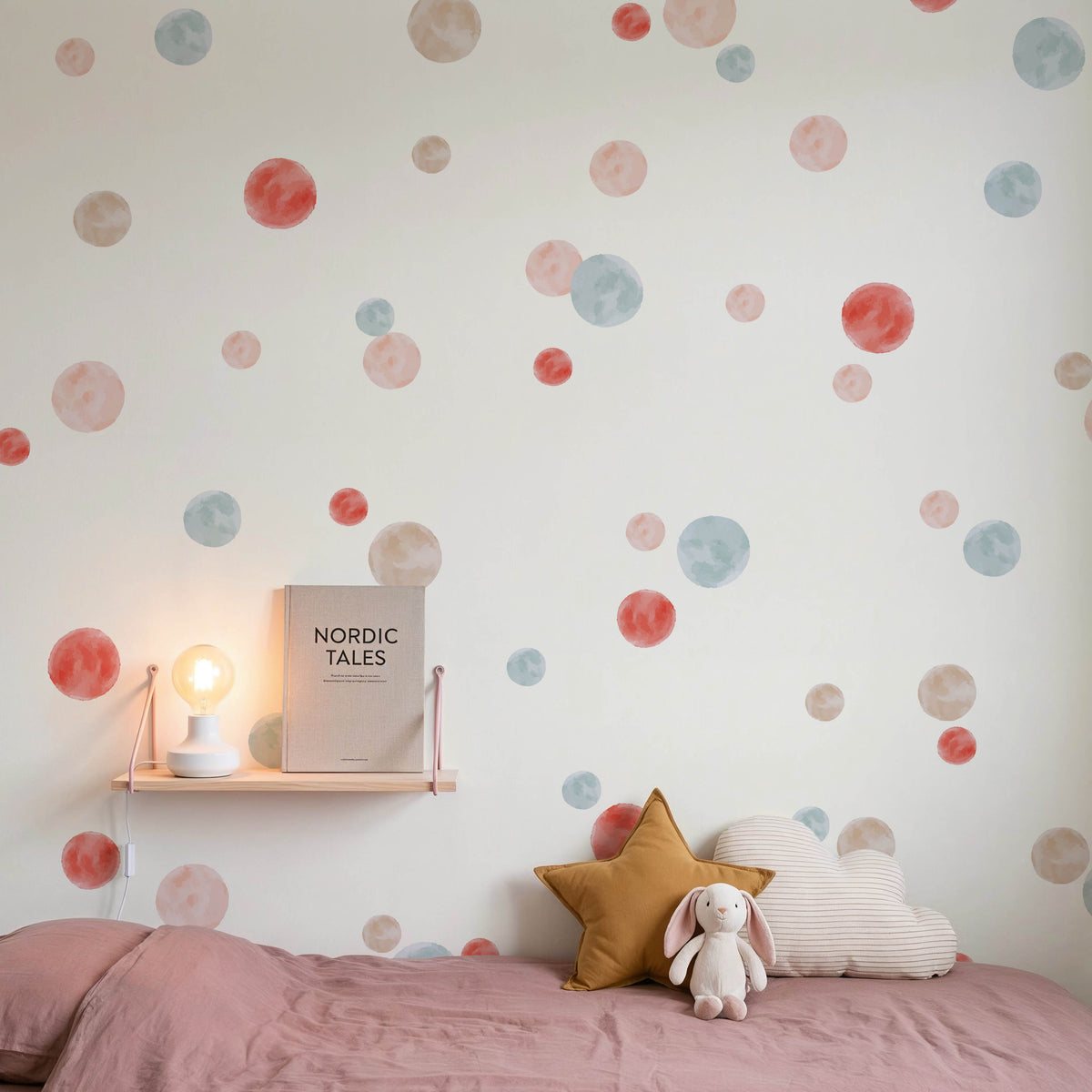 Pois — Sticker mural aquarelle pour chambre d'enfant