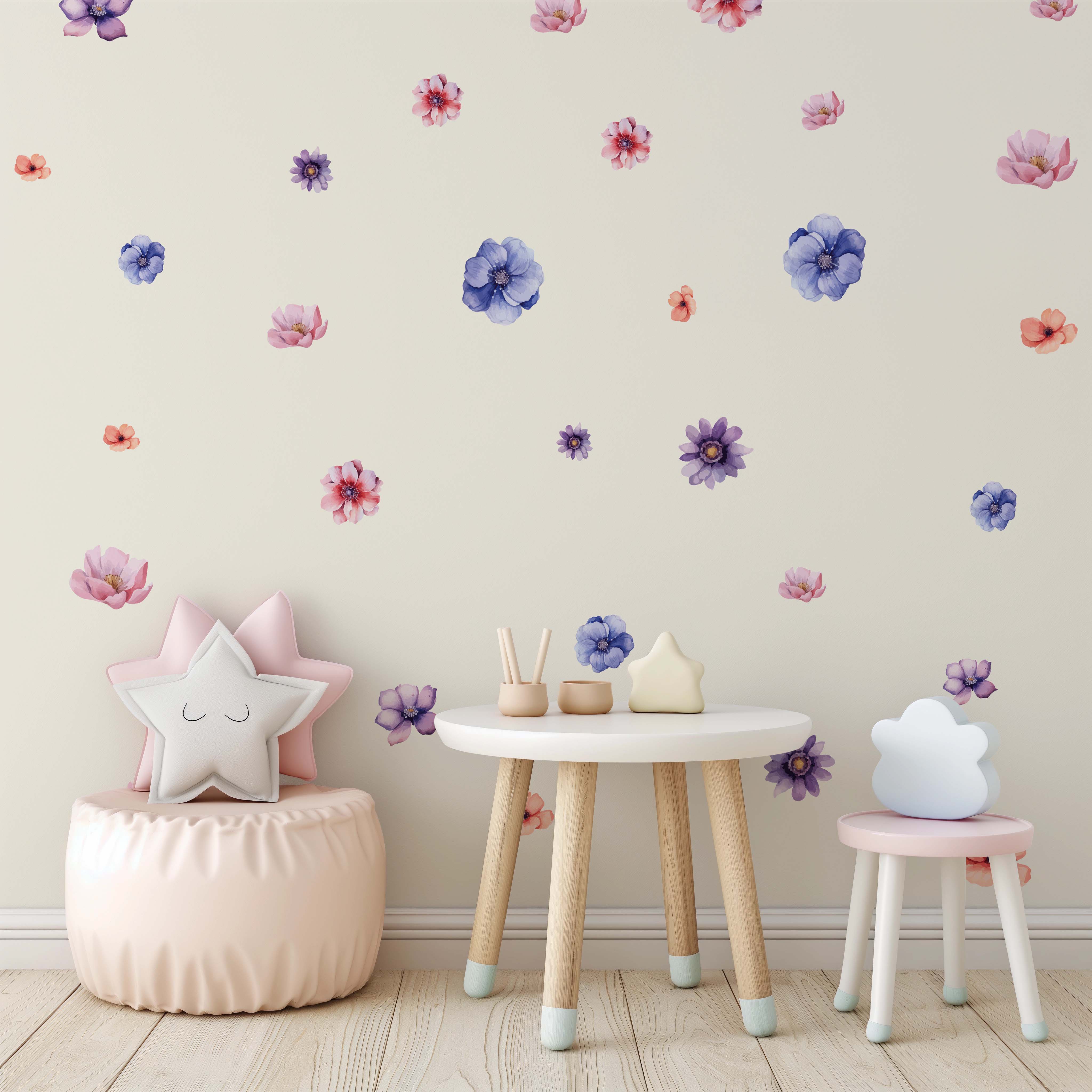 Set of Watercolor Wildeflowers Textile Decals | NulaLunaCrafts