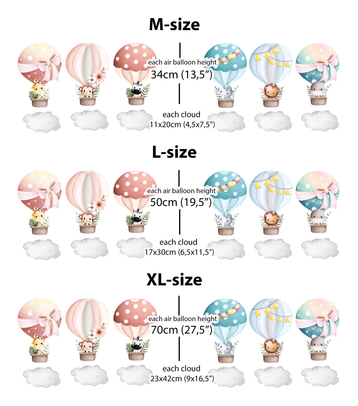 Colorful Hot Air Balloons with Animals