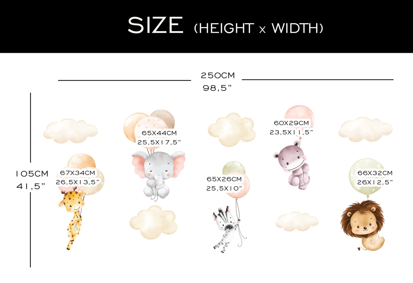 Safari Animals with Balloons