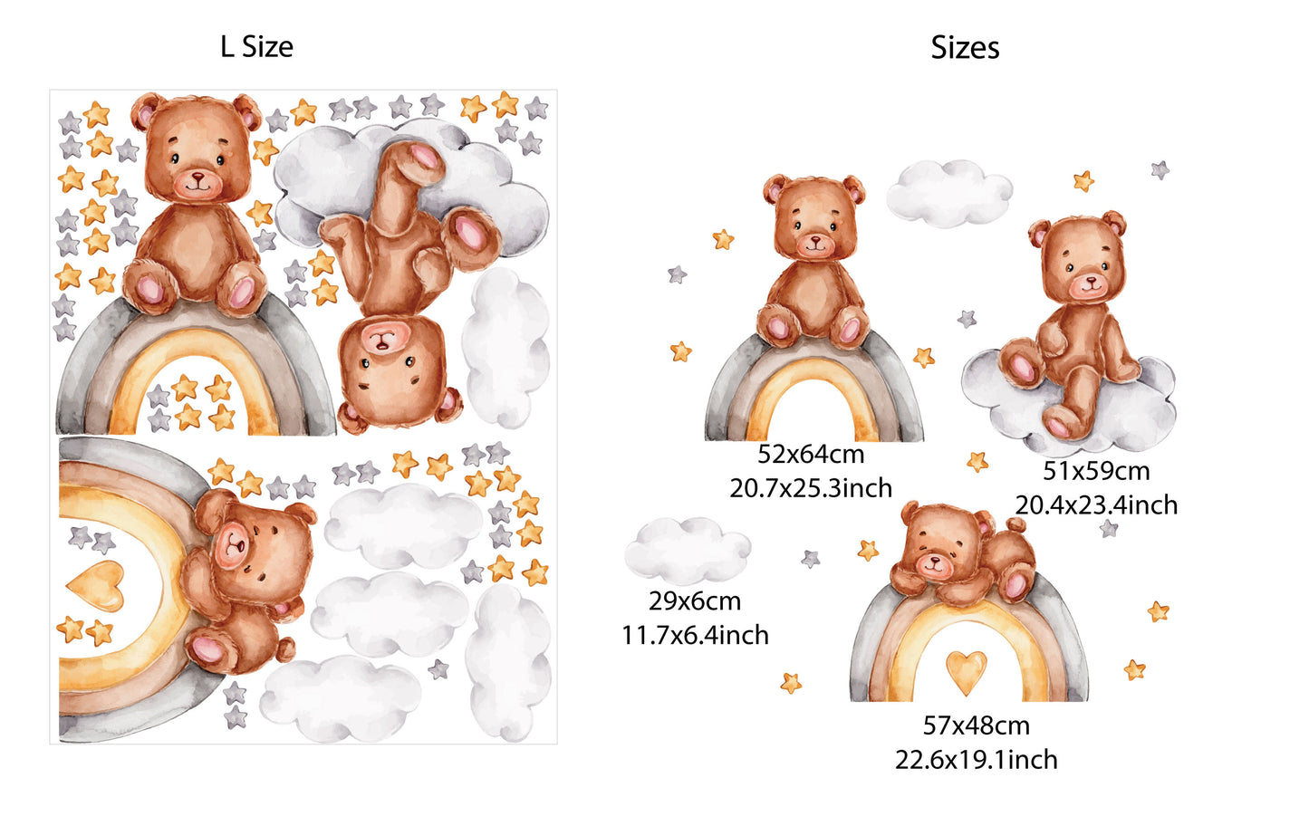 Orsetti di peluche su arcobaleni