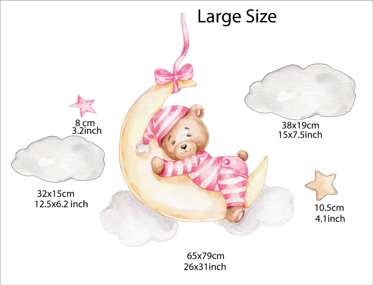 Roze teddybeer op de maan