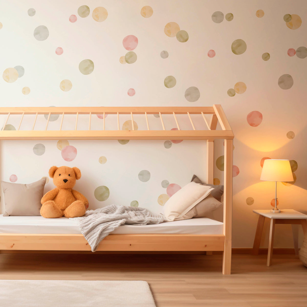 Pois — Sticker mural aquarelle pour chambre d'enfant