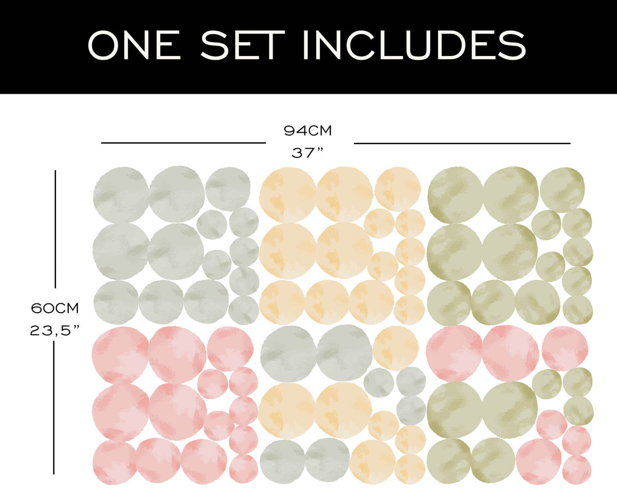 Pois — Sticker mural aquarelle pour chambre d'enfant