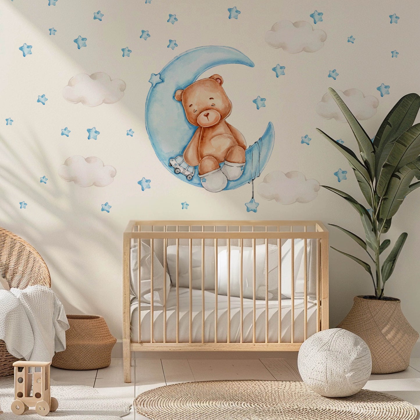 Teddybeer op de roze maan