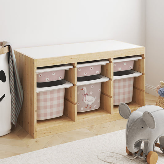 IKEA Trofast Stickers — Pink Daisy Goose | Nursery Decal Set for Trofast Storage