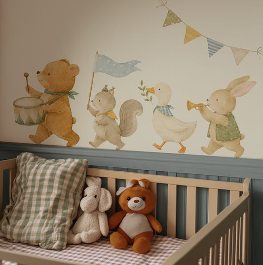 Pegatinas de pared de animales pastel sobre globos