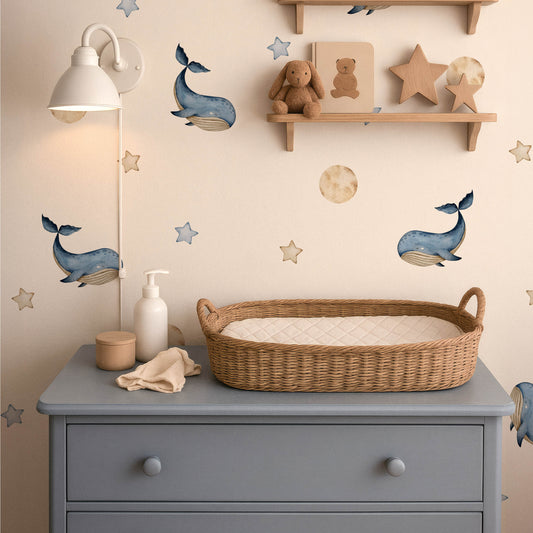 Vinilos de pared de ballenas boho