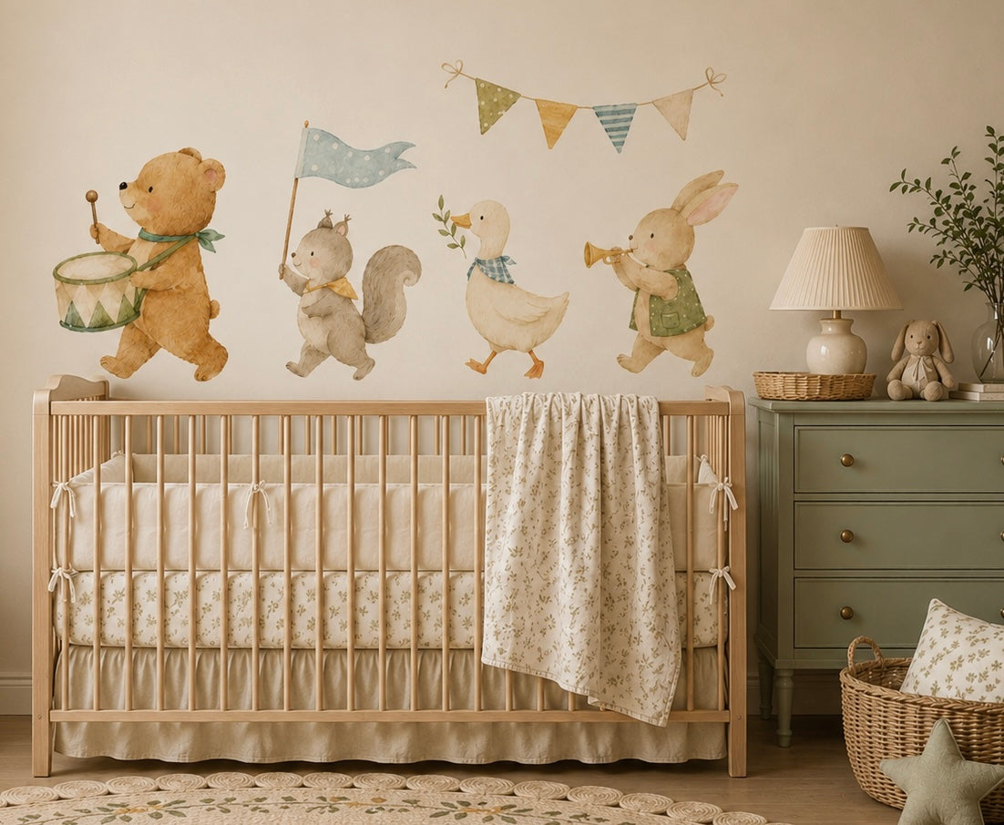 Animaux pastel en ballons — Sticker mural pour chambre d'enfant