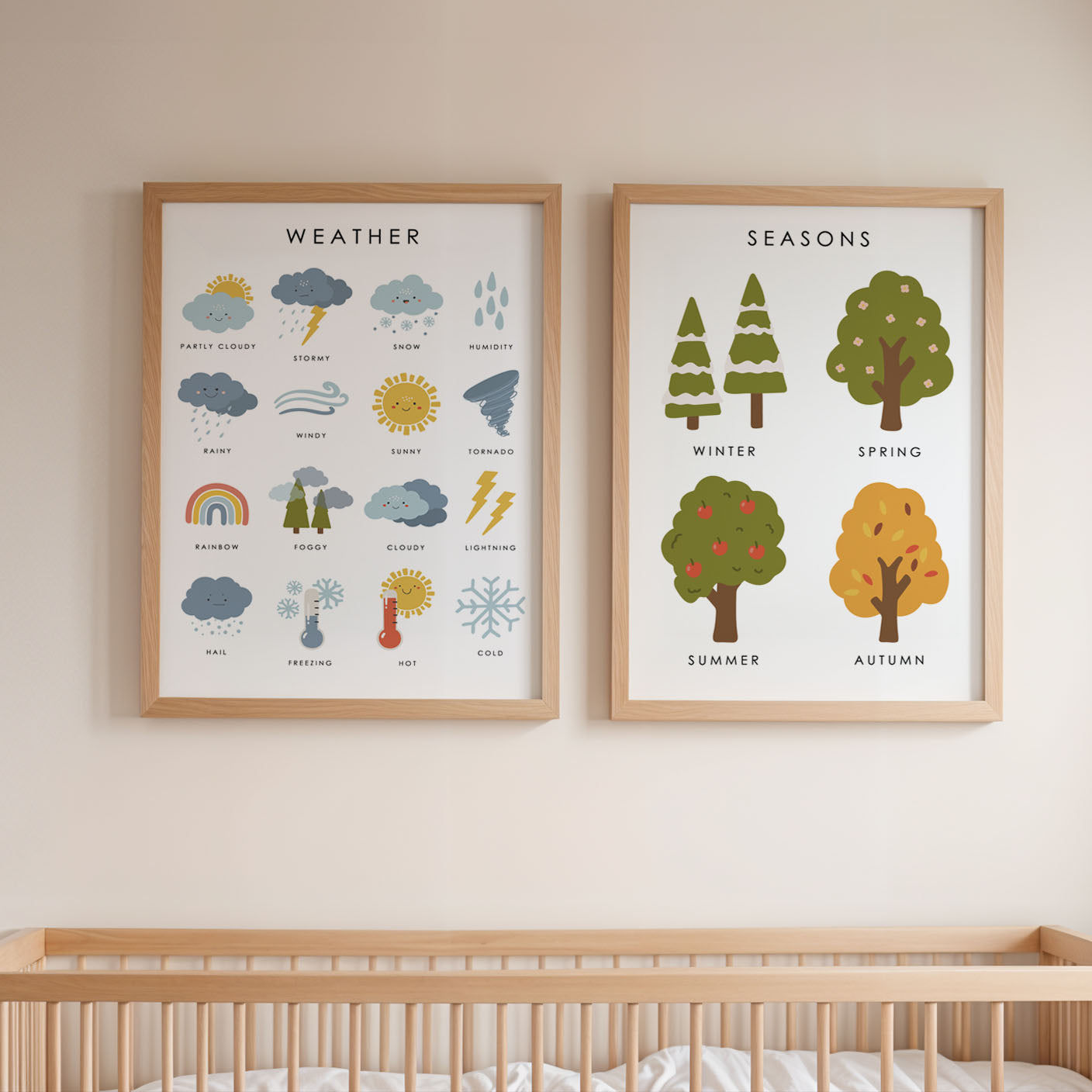 Bunte Lehrplakate: Tage und Monate