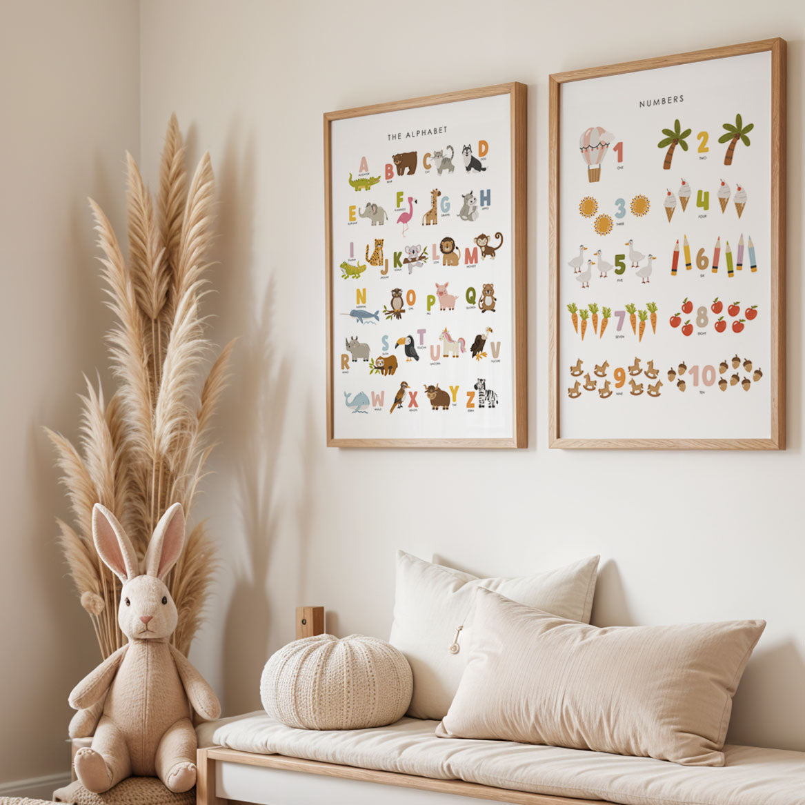 Colorful Educational Posters: Numbers and Alphabet