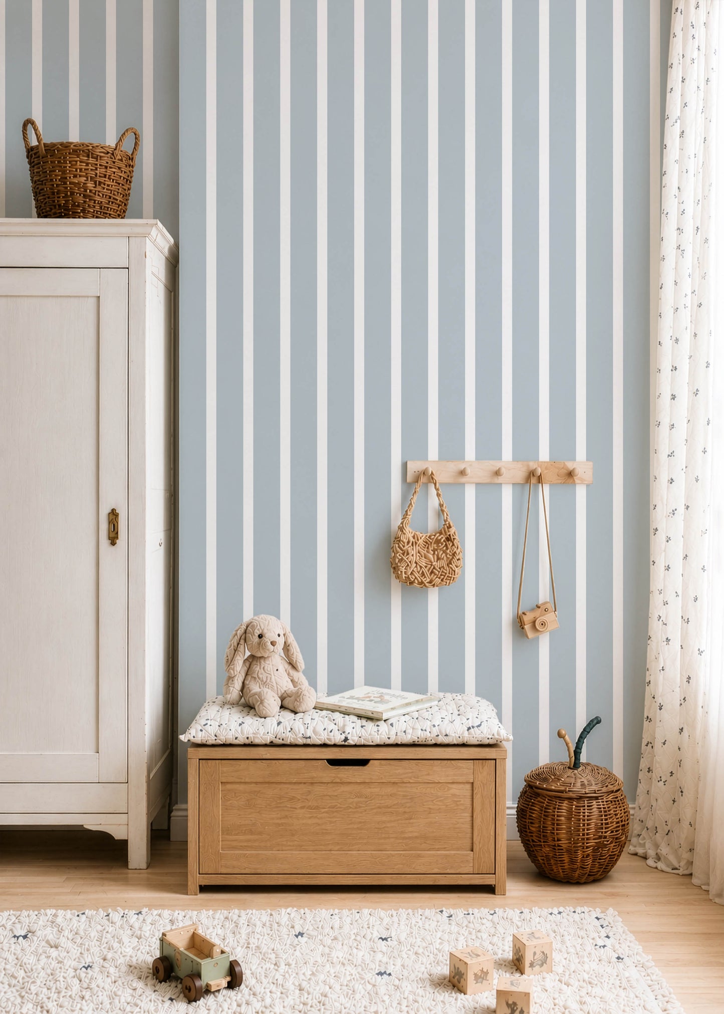 Blaue Leinenstreifen – Tapete