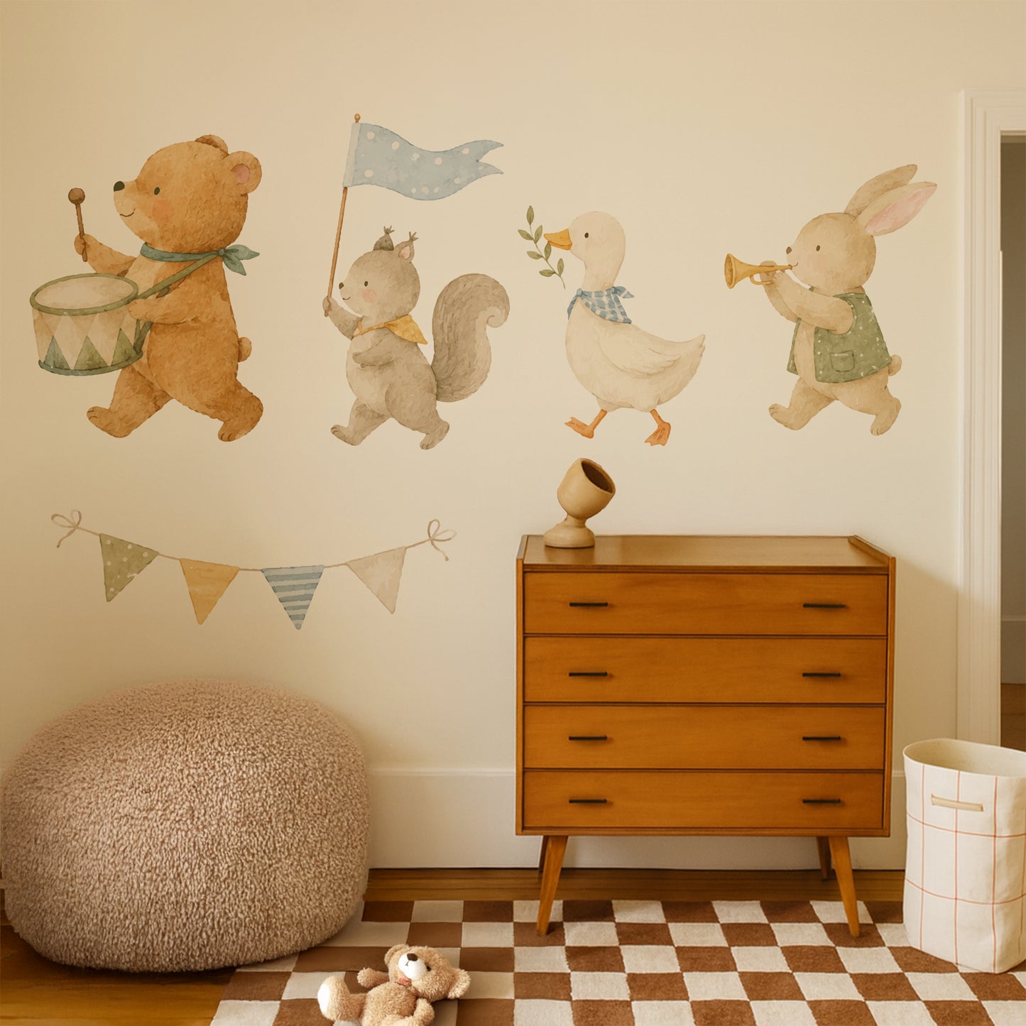 Animaux pastel en ballons — Sticker mural pour chambre d'enfant