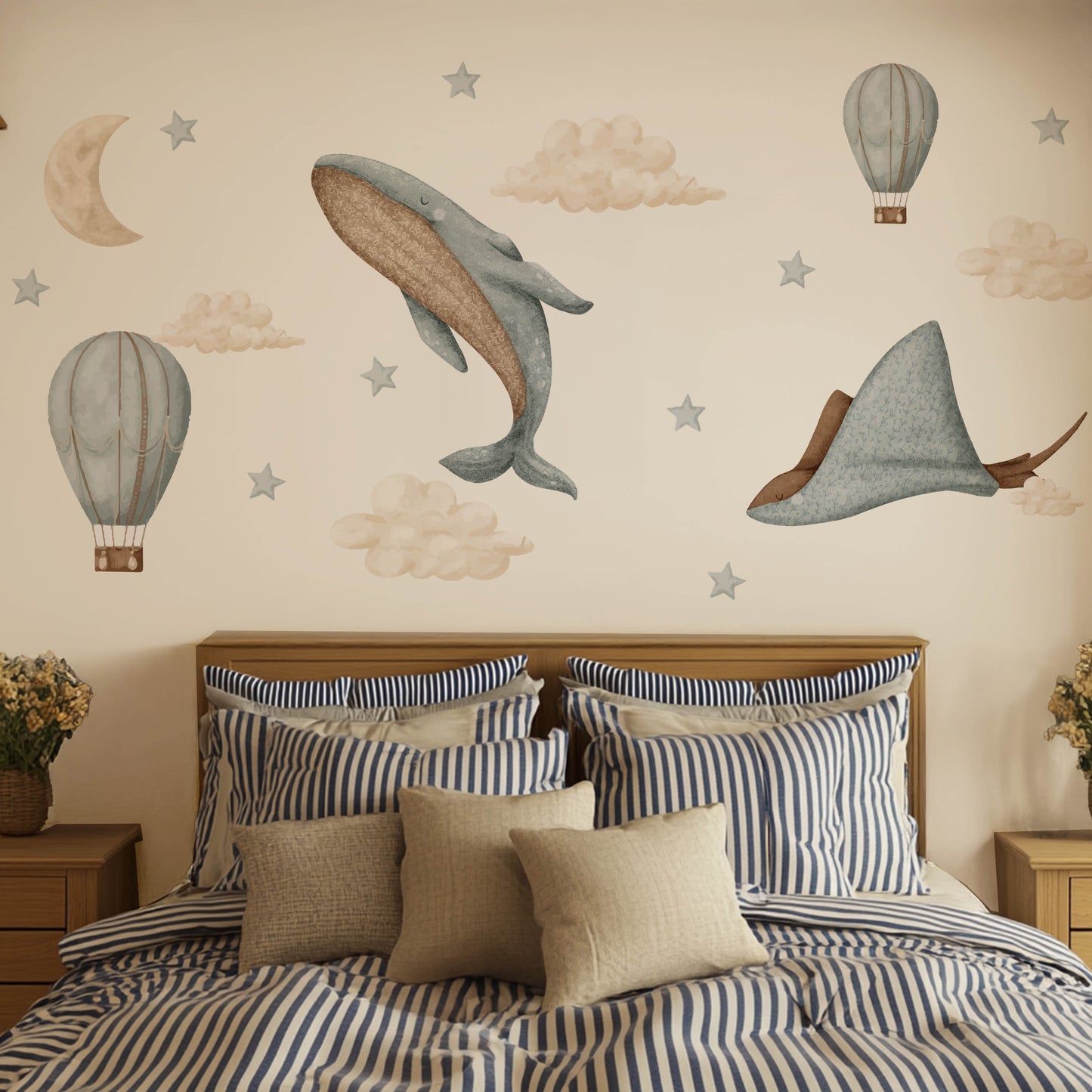Baleines bohèmes — Sticker mural pour chambre d'enfant