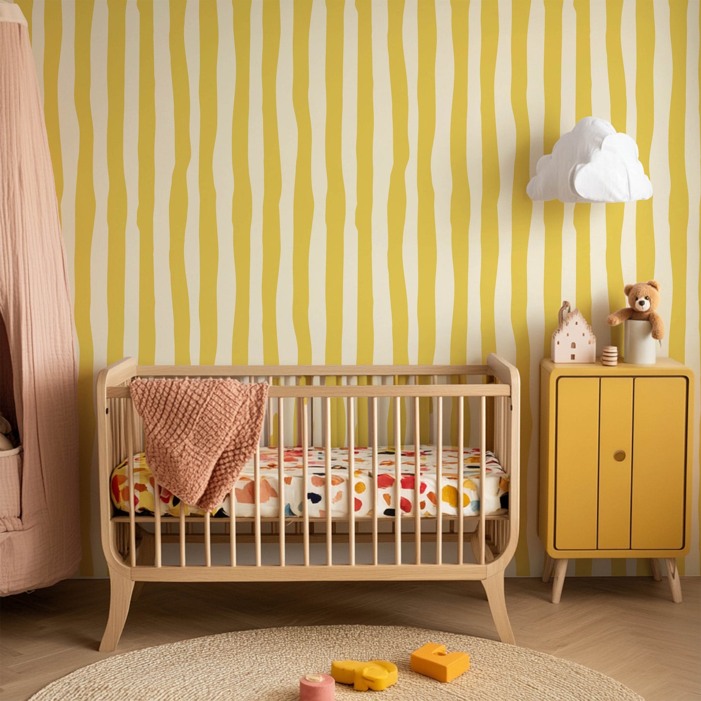 Rayures bleues fantaisistes — Papier peint pour chambre d'enfant