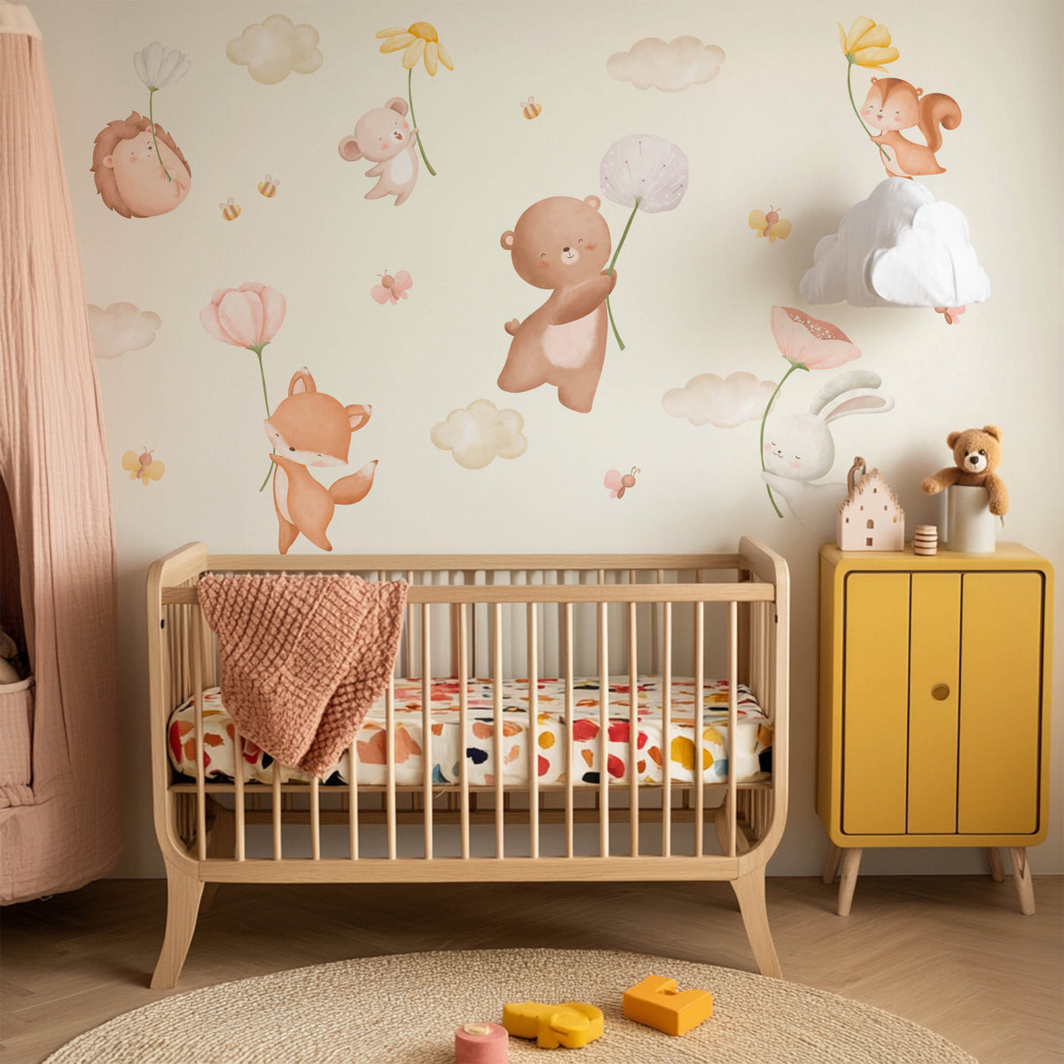 Pastelltiere auf Ballons Wandsticker
