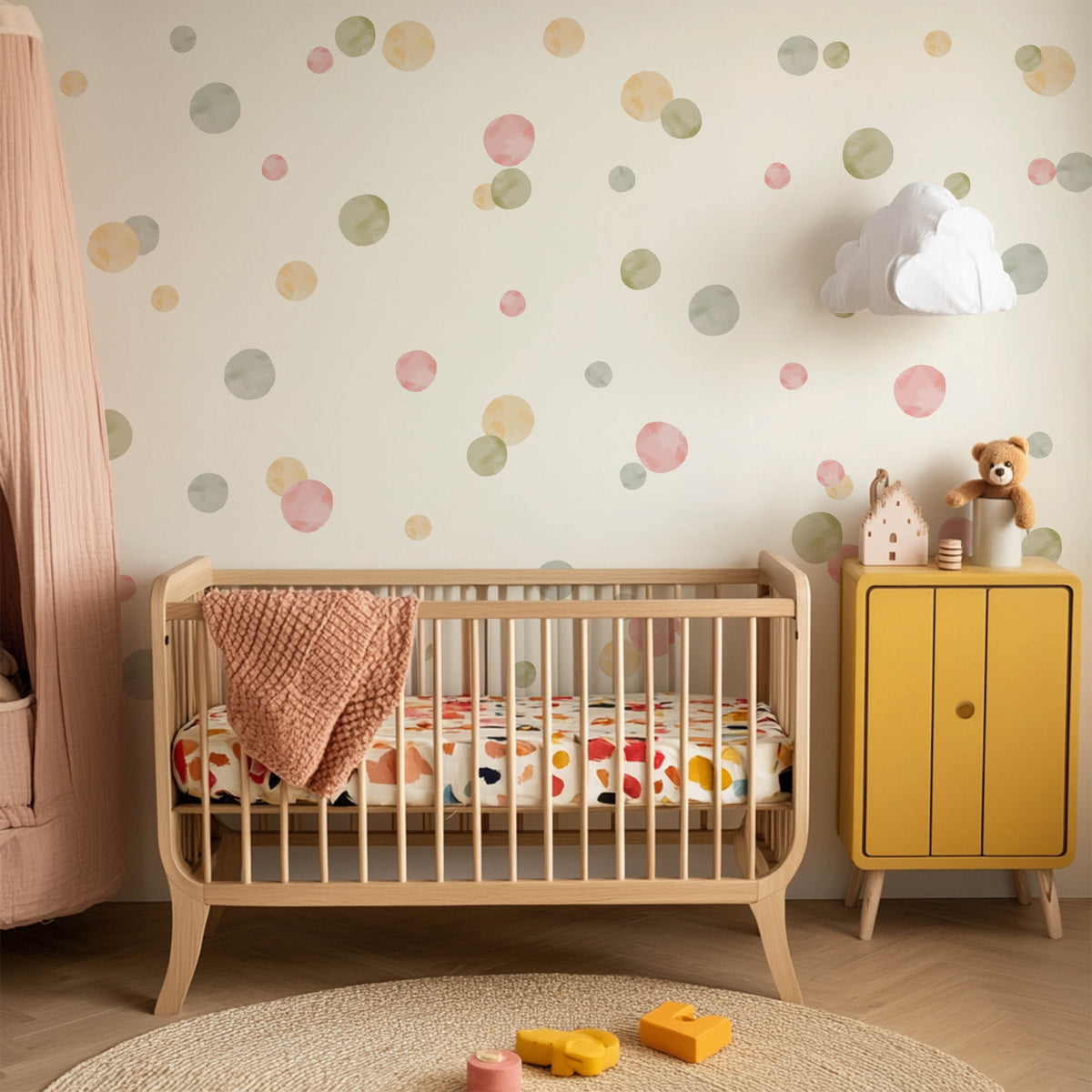 Pois — Sticker mural aquarelle pour chambre d'enfant