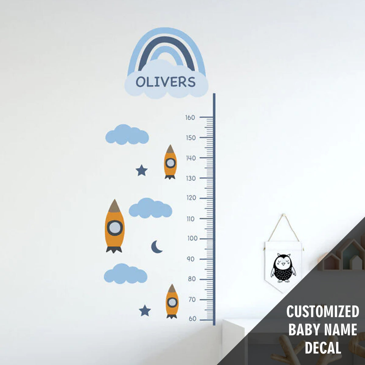 Boy's Custom Height Chart Wall Sticker NulaLunaCrafts