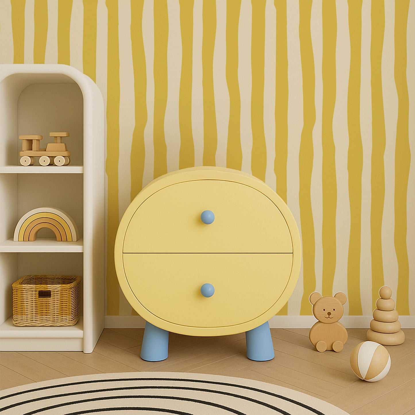Rayures bleues fantaisistes — Papier peint pour chambre d'enfant