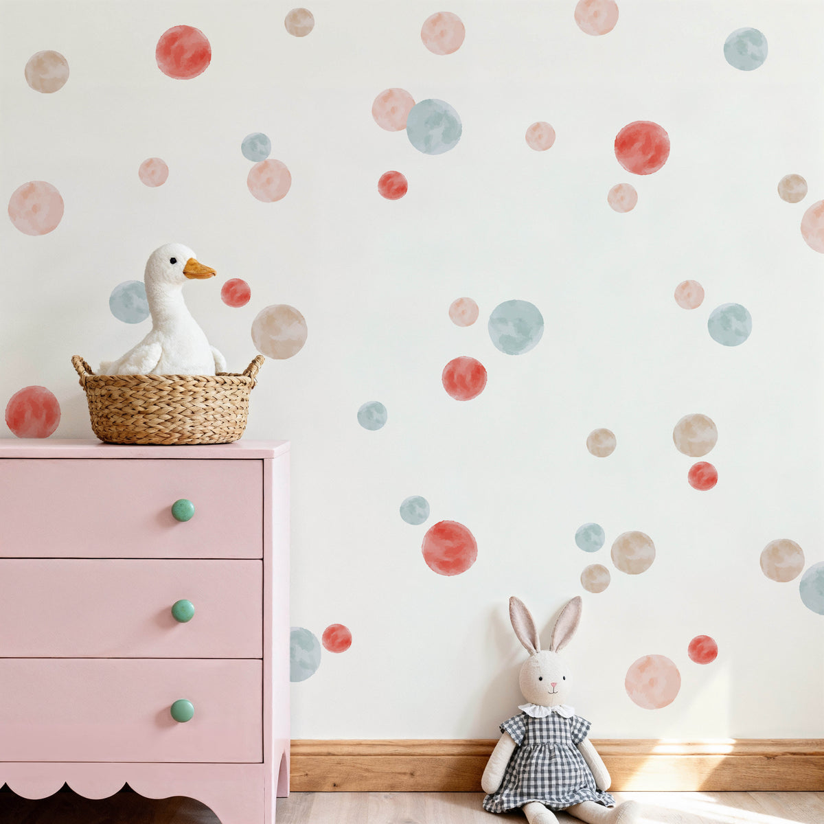 Pois — Sticker mural aquarelle pour chambre d'enfant
