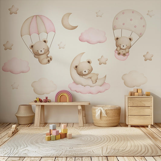 Teddy Bears on Pink Parachutes