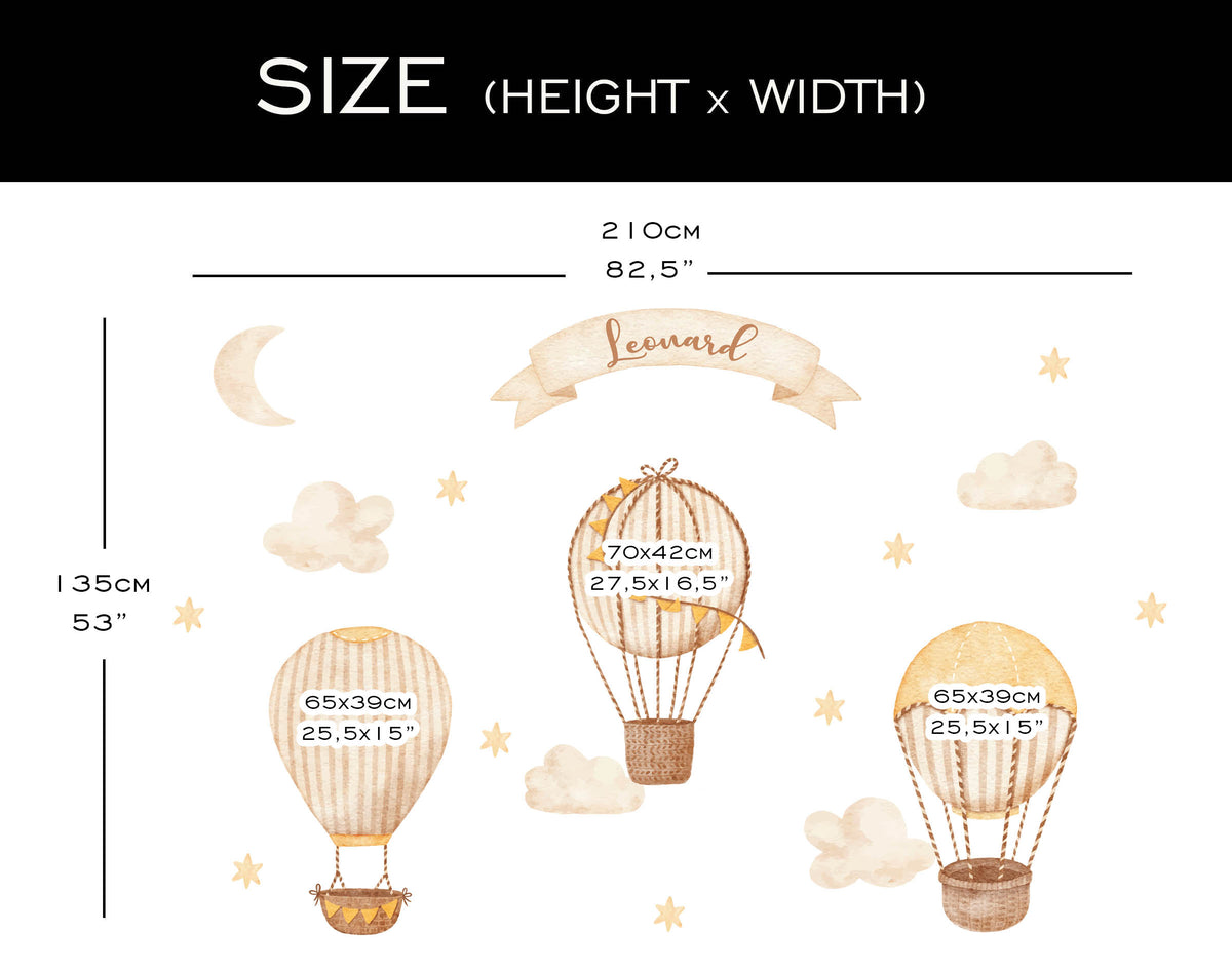 Personalized Hot Air Balloons Wall Decals