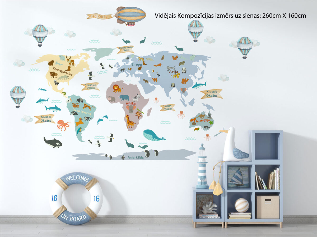 Personalised World Map Wall Sticker NulaLunaCrafts