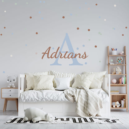 txt
Nombre personalizado con lunares — adhesivo de pared de acuarela personalizado para habitación infantil